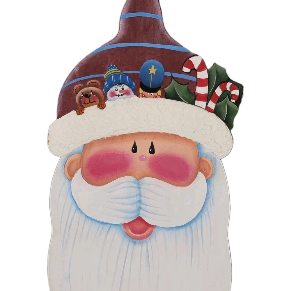 Vtg Handmade Wood Hand Painted Santa Claus Christmas Decorative Cutting Board - Picture 3 of 5